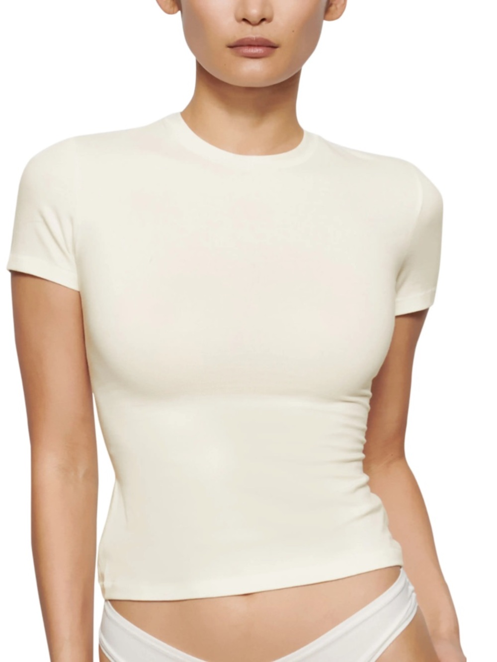 Skims Stretch Cotton Jersey T-Shirt- Bone Color